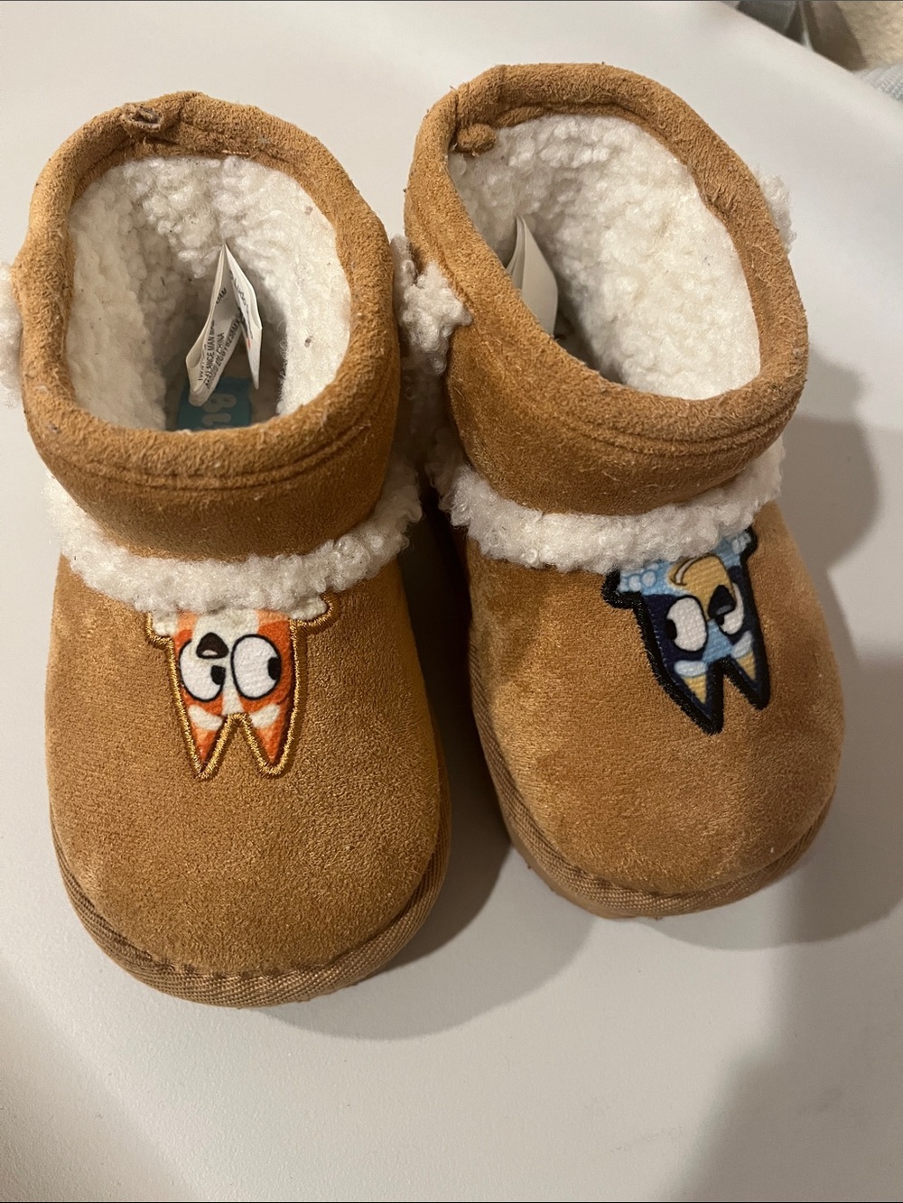 Toddler Cozy Tan Faux-Shearling Bluey boots